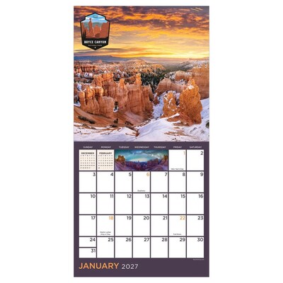 2027 TF Publishing National Parks 7 x 7 Monthly Wall Calendar, Multicolored (27-2004)