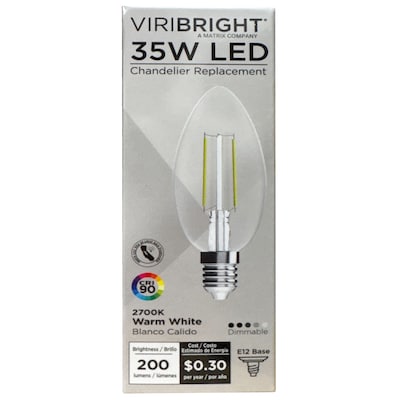 Viribright 3.2-Watt Warm White LED Decorative Bulb, 4/Box (640192-4)