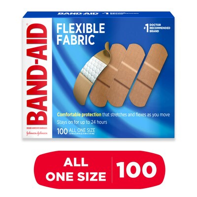 Band-Aid Brand Flexible Fabric Adhesive Bandages, 1" x 3", 100/Box (4444)