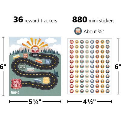 Teacher Created Resources Moving Mountains Road Trip Reward Trackers with Stickers, 5.25" x 6", 3/Packs (TCR6869-3)