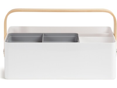 U Brands Mod Caddy 4-Compartment Plastic Desk Storage, White, 2 Pieces (5387U00-01)