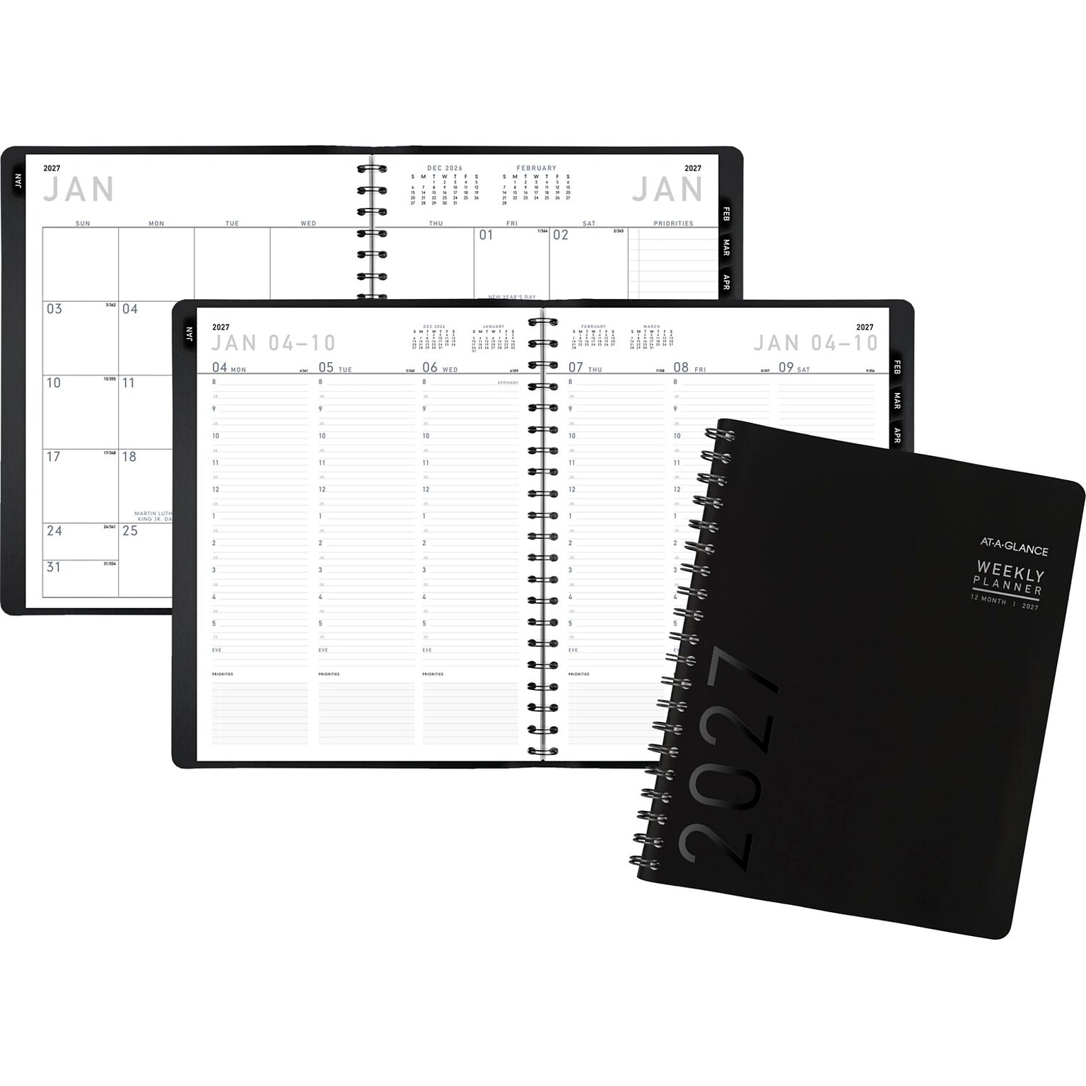 2027 AT-A-GLANCE Contemporary 8.25 x 11 Weekly & Monthly Planner, Faux Leather Cover, Black (70-950X-05-27)