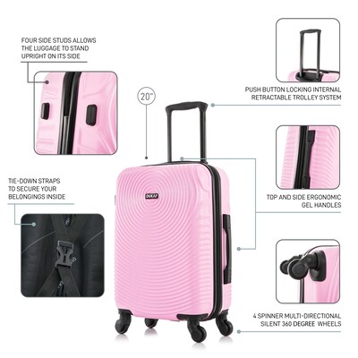 DUKAP Inception 22.04 Hardside Suitcase, 4-Wheeled Spinner, TSA Checkpoint Friendly, Pink (DKINC00S-PNK)