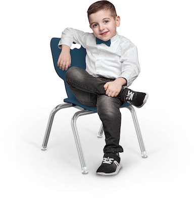 MooreCo 12 Hierarchy Student Chair with 4 Legs, Navy/Chrome Base (703673595339)