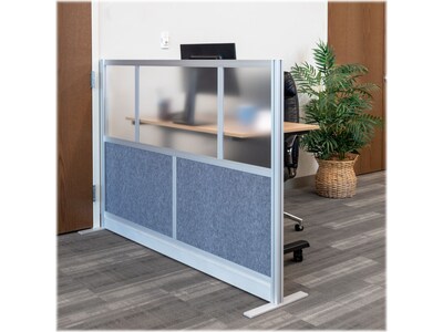 Luxor Modular Room Divider Starter Wall, 48"H x 70"W, Gray PET/Frosted Acrylic (MW-7048-FCG)