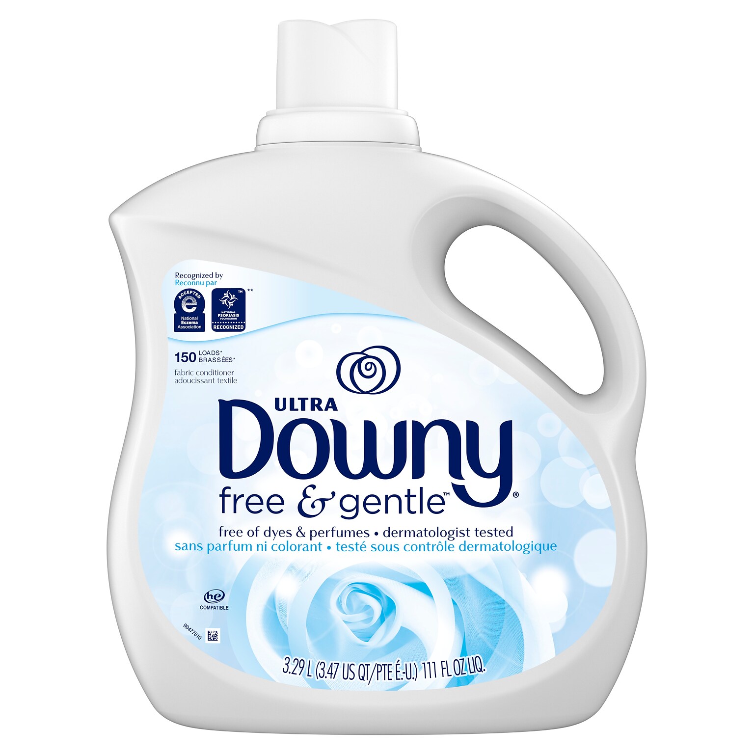 Downy Ultra Free & Gentle Fabric Softener, Unscented, 150 Loads, 111 oz. (10044)