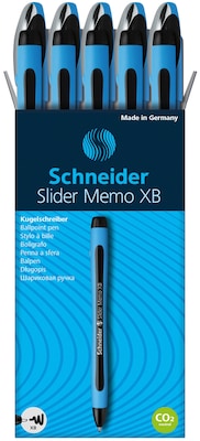 Schneider Slider Memo Ballpoint Pen, Extra Broad Point, Black Ink, 10/Box (150201)