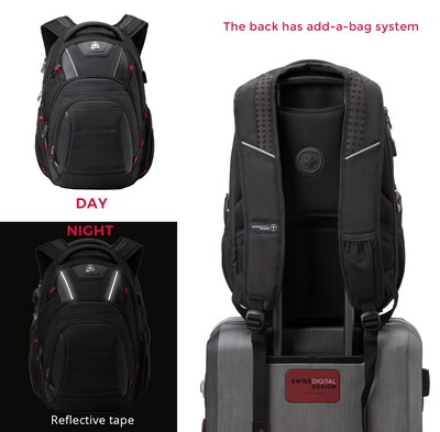 SwissDigital Circuit Laptop Backpack, Black (J14-BR)