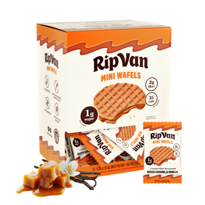 Rip Van Minis Dutch Caramel & Vanilla Wafers, 0.28 oz., 32 Packs/Box (8916)