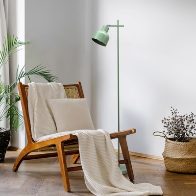 Simple Designs Sleek Essentials 54.72" Metal Floor Lamp with Round Shade, Sage Green (LF1051-SGE)