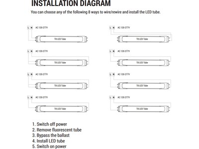 Viribright 18-Watt Daylight LED Ballast Bypass Bulb, 10/Box (518896-10)