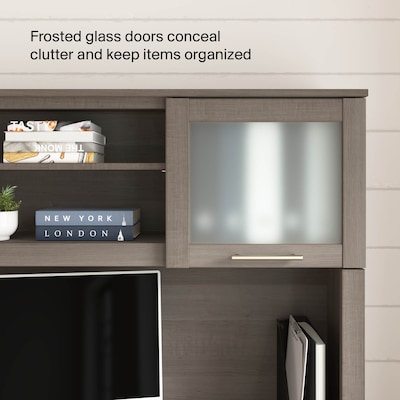 Bush Home Somerset 60"W Desktop Hutch, Ash Gray (WC81631)