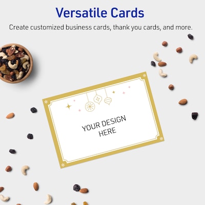 Avery Gold-Metallic Ornaments Matte Blank Card, White, 20/Pack (S00-FH3)