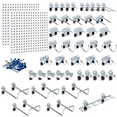 Triton Products Locboard Kit, (2) 24 x 24 x 9/16 Steel Square Hole Pegboards, 46 Assorted Hooks (LB1-KIT)
