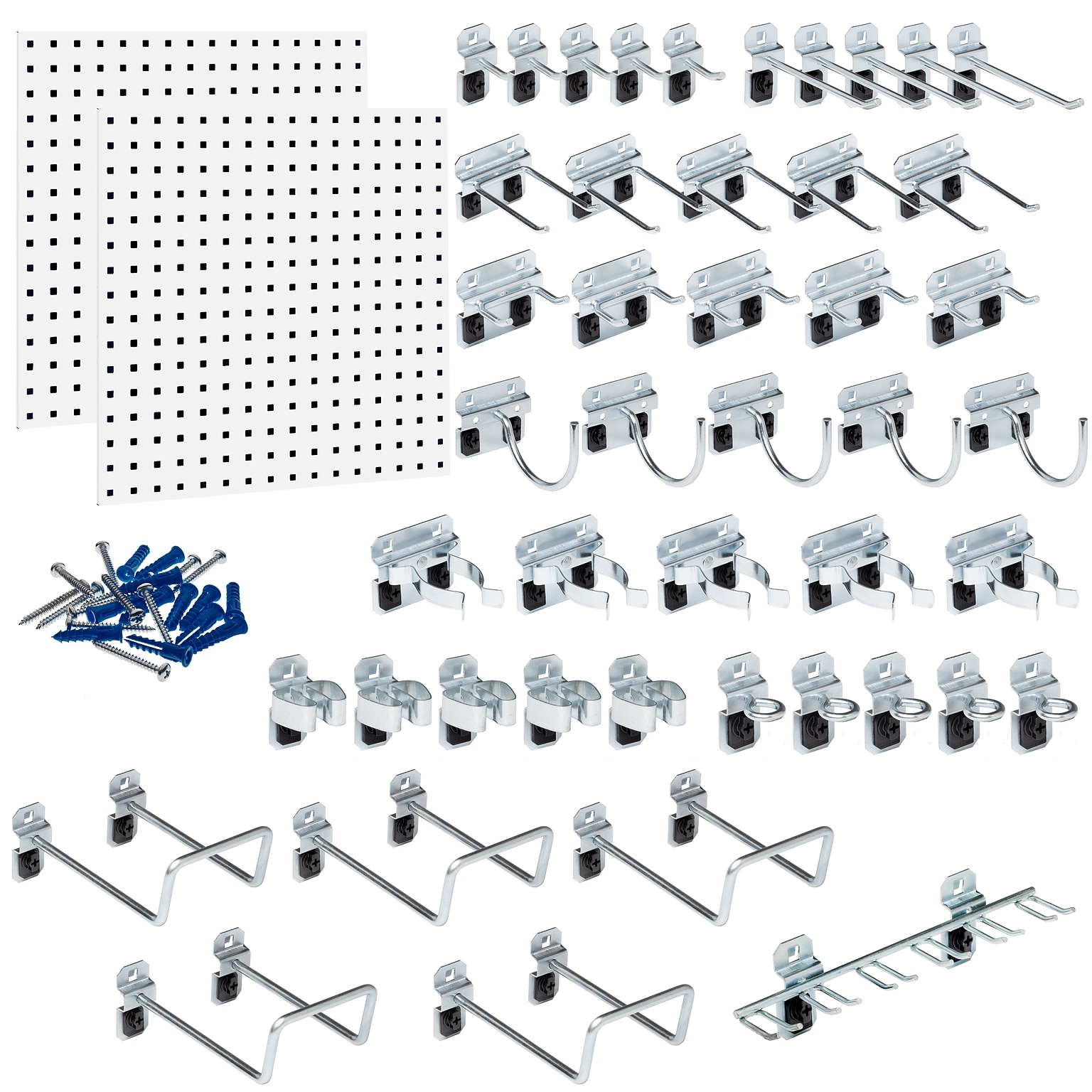 Triton Products Locboard Kit, (2) 24 x 24 x 9/16 Steel Square Hole Pegboards, 46 Assorted Hooks (LB1-KIT)