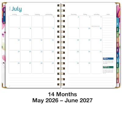 2026-2027 Excello Brands 8" x 5.5" Academic Weekly & Monthly Planner, Paperboard Cover, Rainbow Floral (FSHN-AY26-58-53)