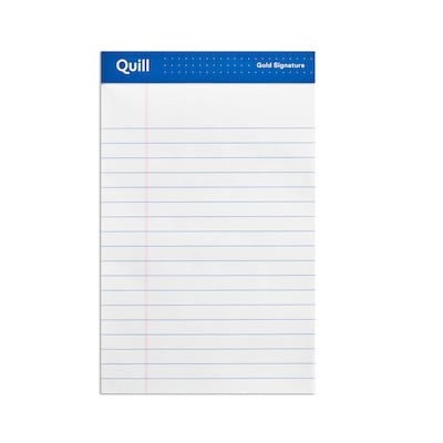 Quill Brand® Gold Signature Premium Series Legal Pad, 5 x 8, Legal Ruled, White, 50 Sheets/Pad, 12