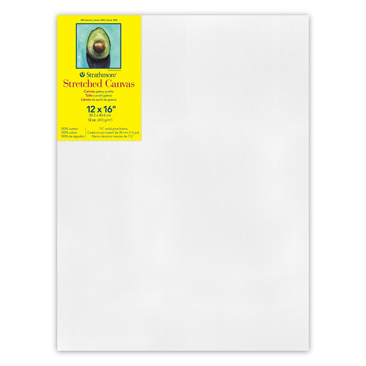 Strathmore 300 Series Primed Gallery Stretched Canvas, 12x16 inch (STT31412)