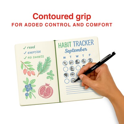 Staples Inspire Felt Tip Pen, Medium Point, 0.7mm, Black Ink, Dozen (ST63329)