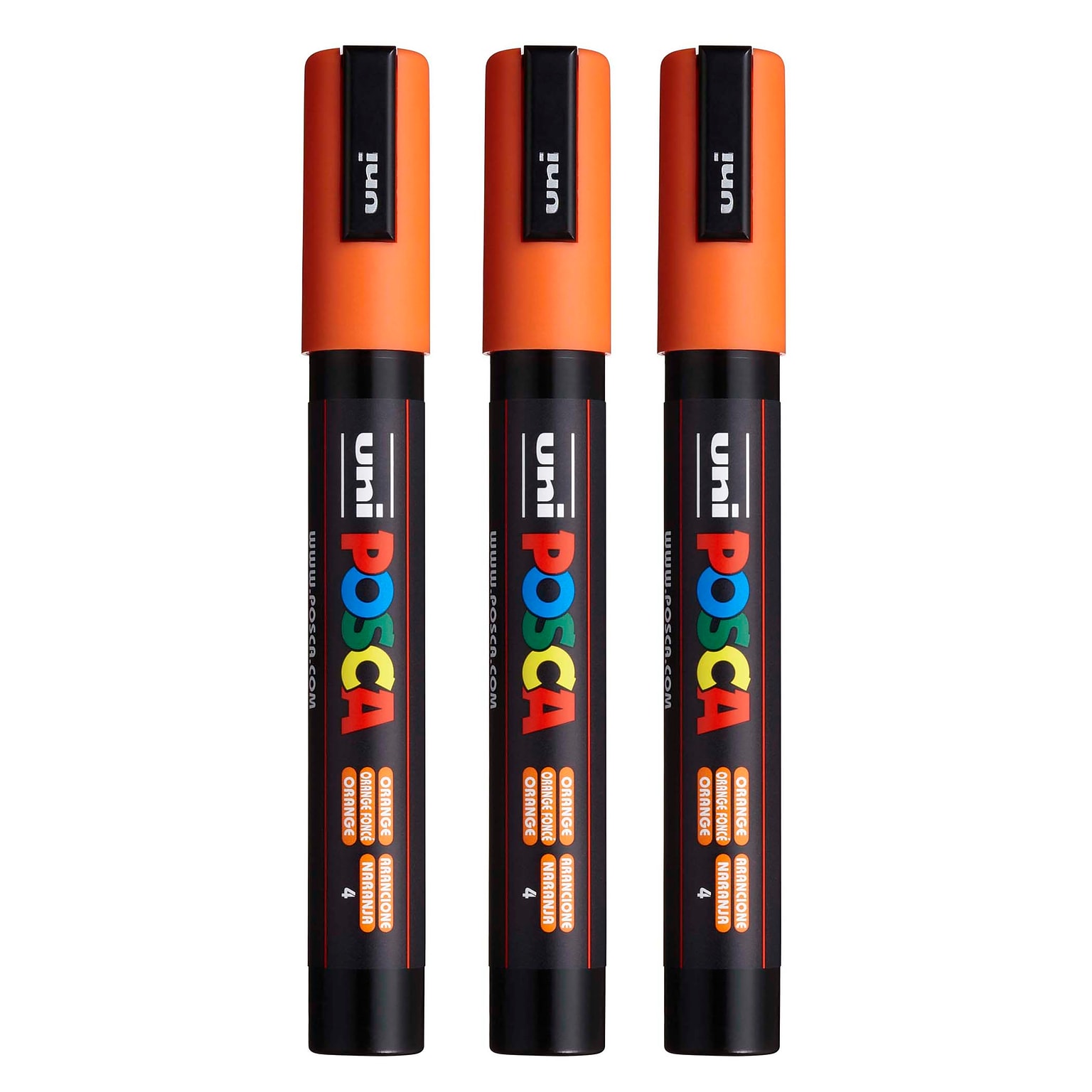 POSCA PC-5M Water Based Paint Marker, Medium Bullet Tip, Orange, 3/Pack (UBCPC5MORANGE-3)