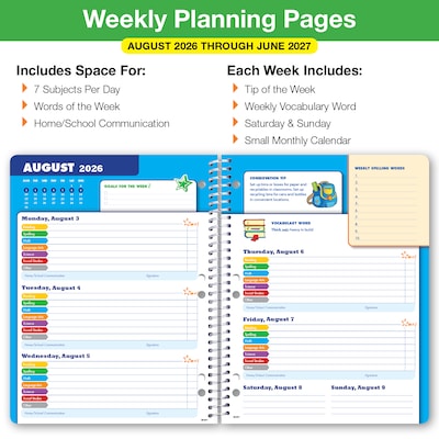 2026-2027 Global Printed Products Teamwork 8.5" x 11" Academic Year Weekly & Monthly Student Planner, Paperboard Cover