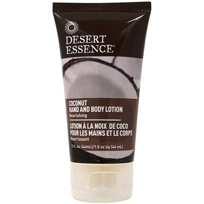 Desert Essence Coconut Hand & Body Lotion, 1.5 oz Bottle, 8 Bottles/Bag, 6 Bags/Carton