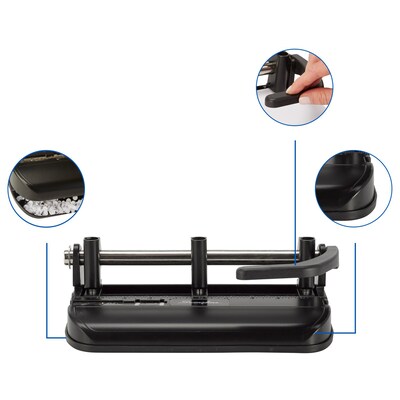 Swingline® Lever Handle Heavy-Duty 2-7 Hole Punch, Adjustable Centers, 32 Sheet Capacity, Black (A7074350)