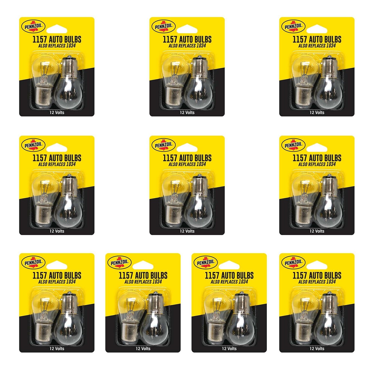 Pennzoil Clear Auto Bulbs, Model #1157, Clear, 2 Bulbs/Pack, 10 Packs/Box, 10 Boxes/Carton (14801)