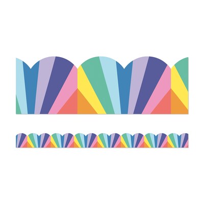 Carson Dellosa Education We Stick Together Scalloped Bulletin Board Borders, 3 x 3, Rainbow Burst, 6/Bundle (CD-108518-6)