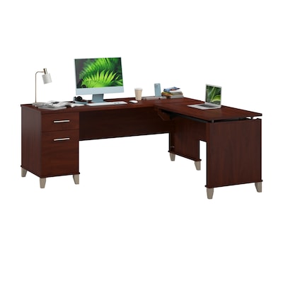 Bush Furniture Somerset 72W 3 Position Sit to Stand L Shaped Desk, Hansen Cherry (SET014HC)
