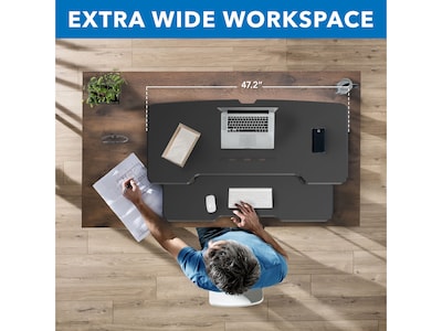 Mount-It! 47"W Manual Rectangular Adjustable Standing Desk Converter, Black (MI-15009L)