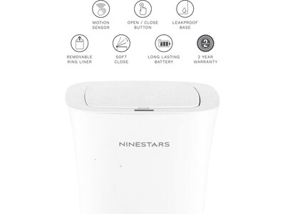 Nine Stars Plastic Sensor Trash Can, 2.6-Gallon, White (DZT-10-11)