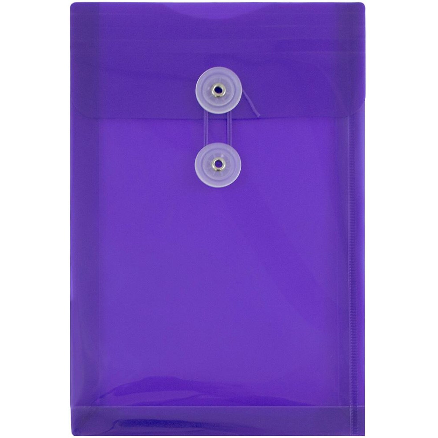 JAM Paper Premium Plastic Filing Envelope with Button & String Closure, 6 1/4 x 9 1/4, Purple, 3/Pack (472B1PUX3)