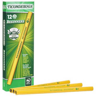 Ticonderoga Beginners Wooden Pencil, 2.2mm, #2 Soft Lead, Dozen (13080)