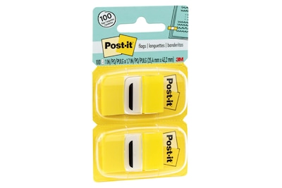 Post-it® Flags Value Pack, 1" x 1.7", Yellow, 50 Flags/Dispenser, 12 Dispensers/Box (680-YW12)