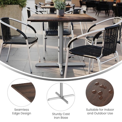 Flash Furniture Acadia Square Wooden Dining Table with X-Base, 36"D x 36"W, Dark Brown/Silver Base (STSQ36WBRT3030S)