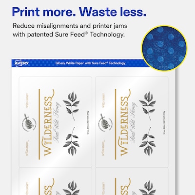 Avery Rectangle Laser/Inkjet Multipurpose Labels, White, 4 Labels/Sheet, 25 Sheets/Pack (19479311208)