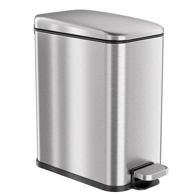 iTouchless SoftStep Slim Stainless Steel Step Trash Can with Hinged Lid, 1.29 Gallon (PS01RSS)