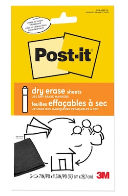 Post-it Dry-Erase Sheets, 7 x 11.3, 3/Pack (DEFSHEETS-3PK)