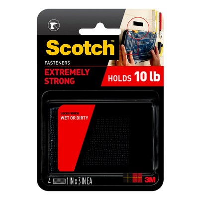 Scotch Extreme Fasteners, Black, 4/Pack (RF6731)