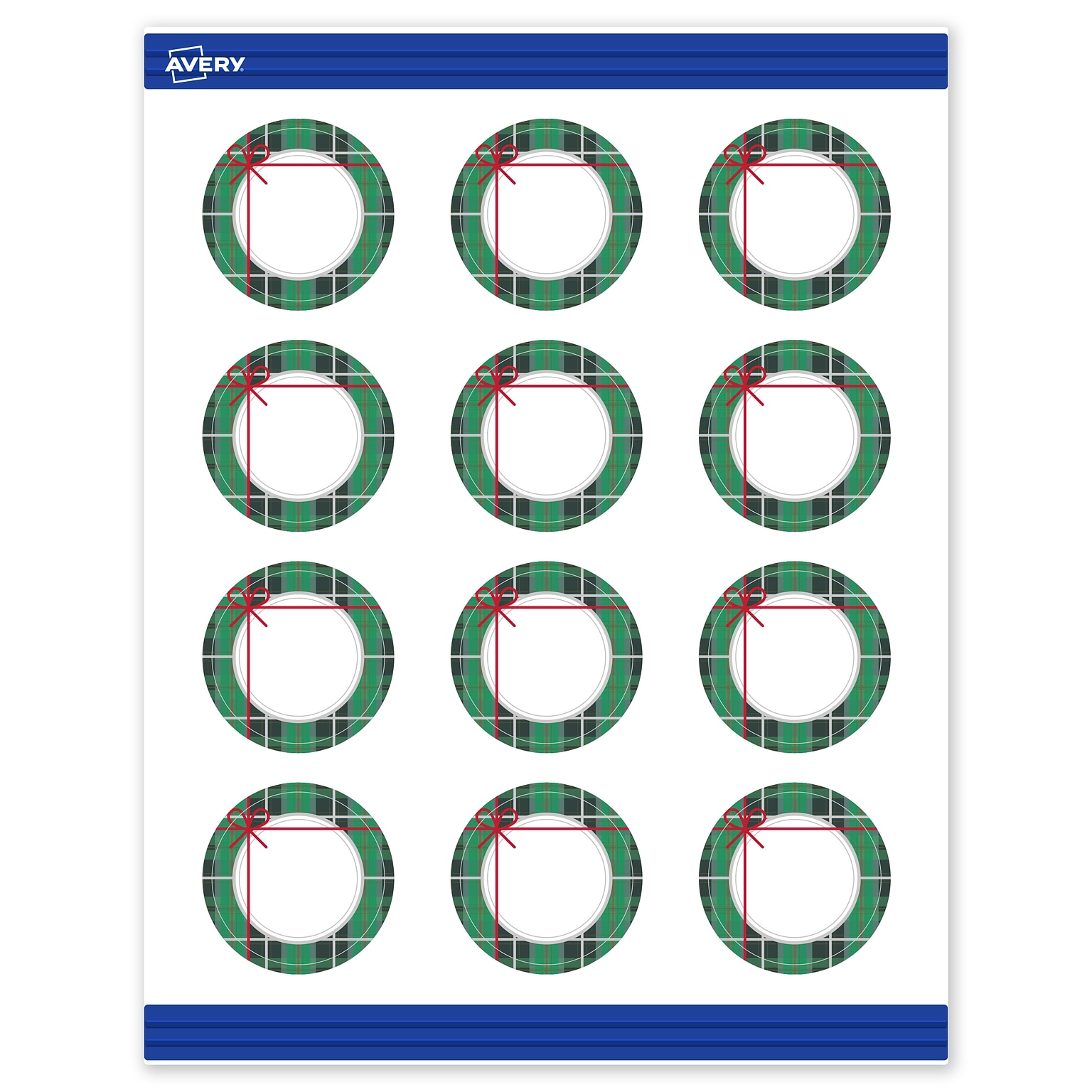 Avery Silver-Green Plaid Matte Blank Card, White, 120/Pack (S00-FJ8)