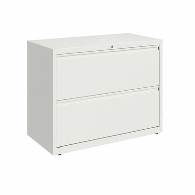 Hirsh 36" Wide 2-Drawer Metal Lateral File Cabinet, Letter/Legal and A4 Hanging Folders, Matte White (25893)