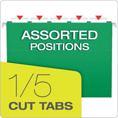 Pendaflex Recycled Hanging File Folders, 1/5 Tab, Letter Size, Bright Green, 25/Box (81610)