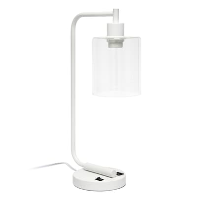 Creekwood Home Vintage Vantage 18.8" Minimalist Industrial Curved Arm Desk Lamp, White (CWD-1016-WH)