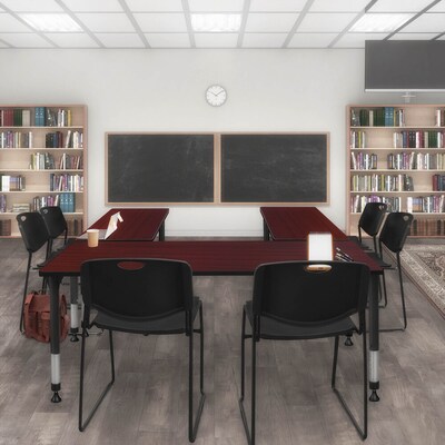Regency Kee 72"L Rectangular Laminated Wood Height Adjustable Classroom Table, Mahogany (MT7224MHAPBK)