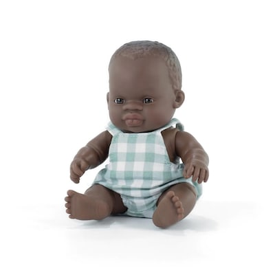 Miniland My Friends & Me Vinyl African Boy Baby Doll, 8.25, Multicolored (MLE33002)