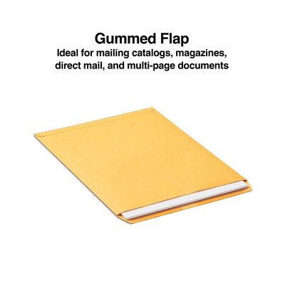 Staples Gummed Kraft Catalog Envelopes, 12 x 15.5, Brown, 100/Box (SPL534784)