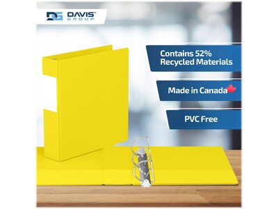 Davis Group Premium Economy 2" 3-Ring Non-View Binders, D-Ring, Yellow, 6/Pack (2304-05-06)