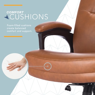 Click365 Classic Ergonomic Bonded Leather Executive Big & Tall Chair, 350 lb. Capacity, Cognac (CCHR10023A)