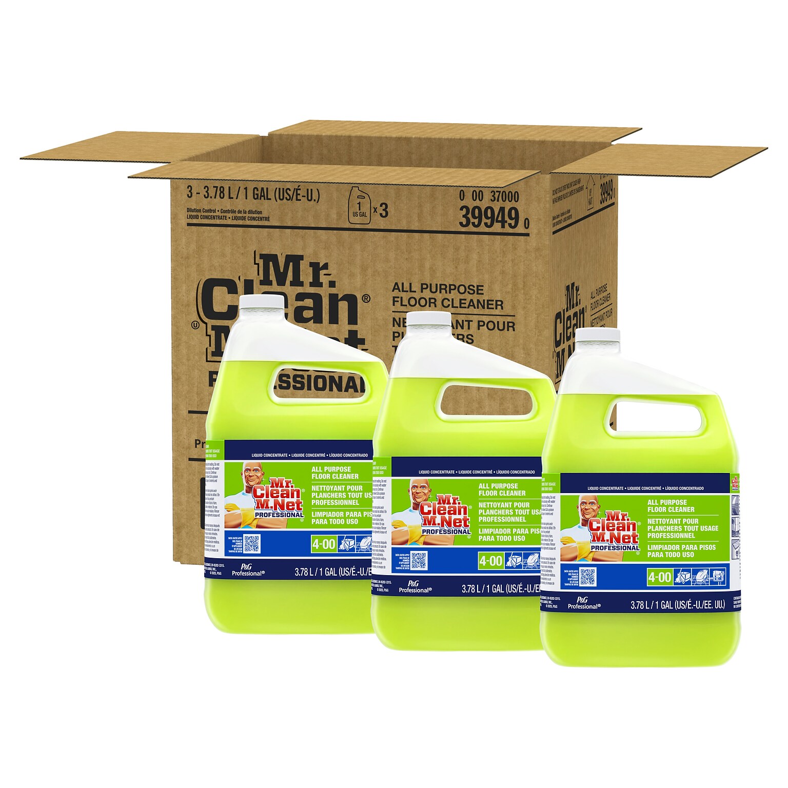 Mr. Clean Professional Floor Cleaner, 3/Carton (39949)